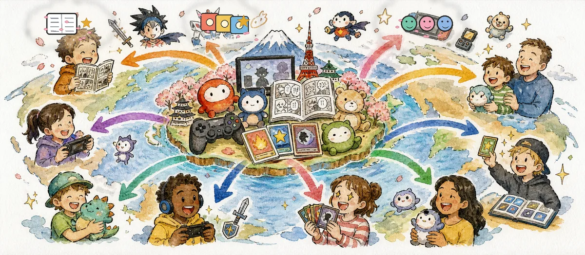 ポケモンの推定売上、ゲーム出荷、カード生産をまとめた図
